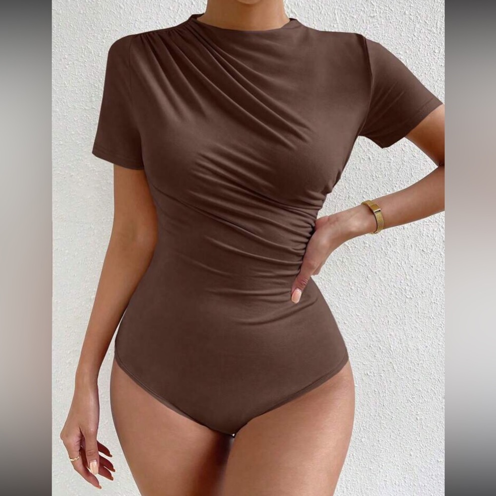 Boho ruched fitted bodysuit